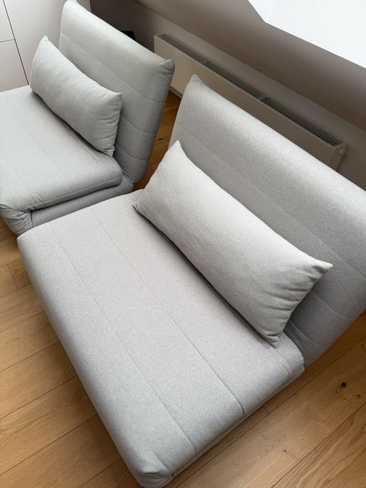 Set 2 fotolii textile extensibile gri deschis 103x191 cm