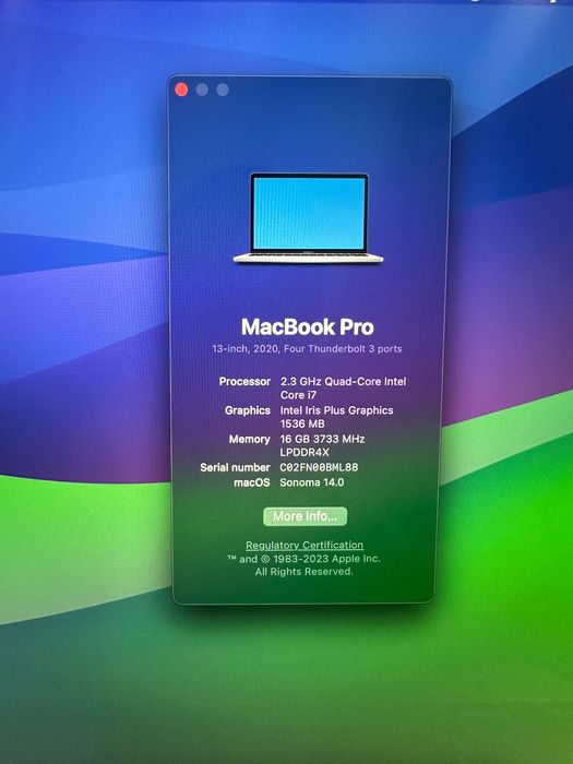 Apple MacBook Pro 13 (2020) i7 , 16GB , 1TB ssd