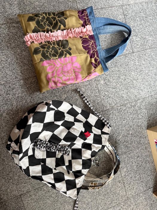 Деним чанта две лица шопър хенд мейд