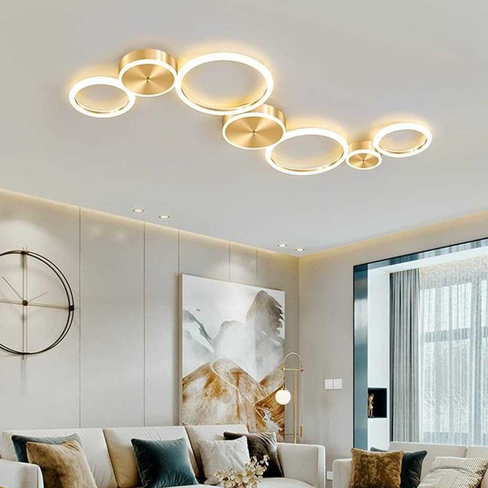 LED лед таванн полилей Златисто димируем всекидневна Спалня Трапезария