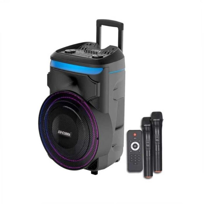 Нова Cobra 1801 4600W брутална мощ! 18" бас, 15000mAh батерия + 2 безжич микрофона Гаранция 24 месеца. Огромна батерия за 10 часа купон,