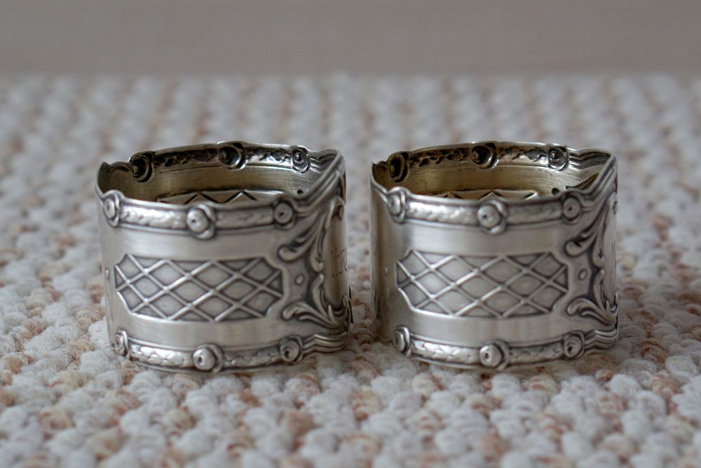 Set doua inele de servetele din argint 800 Germania