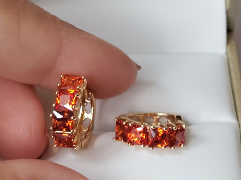 GP300,cercei placați aur 14k,noi,încuietoare sigura,zirconii mov/rosii