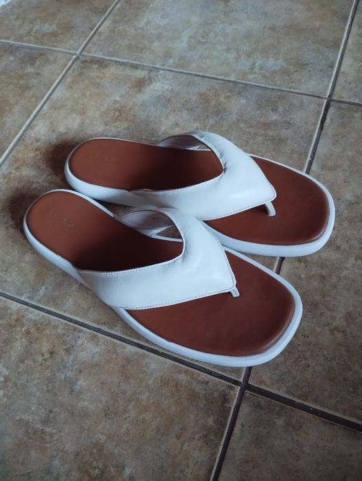 & Other Stories бели дамски чехли от естествена кожа н.39 40