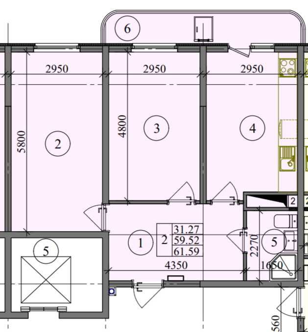 2-х комнатная квартира 7 этаж 62 кв.м. - 47000 ул.Рохат, Водник