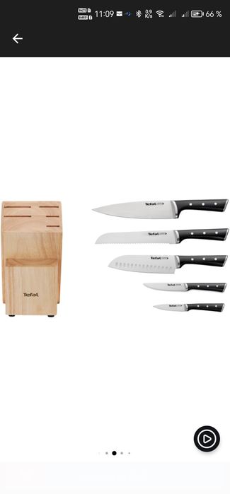 Set de 5 cutite Tefal Ice Force, suport lemn.