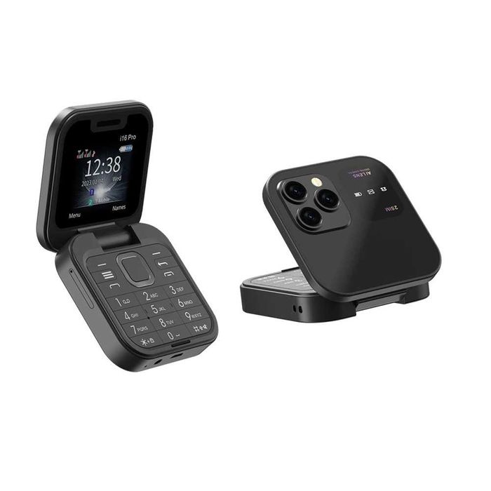 Telefon mobil mini, butoane mari, camera foto, 2 x Nano SIM, Negru