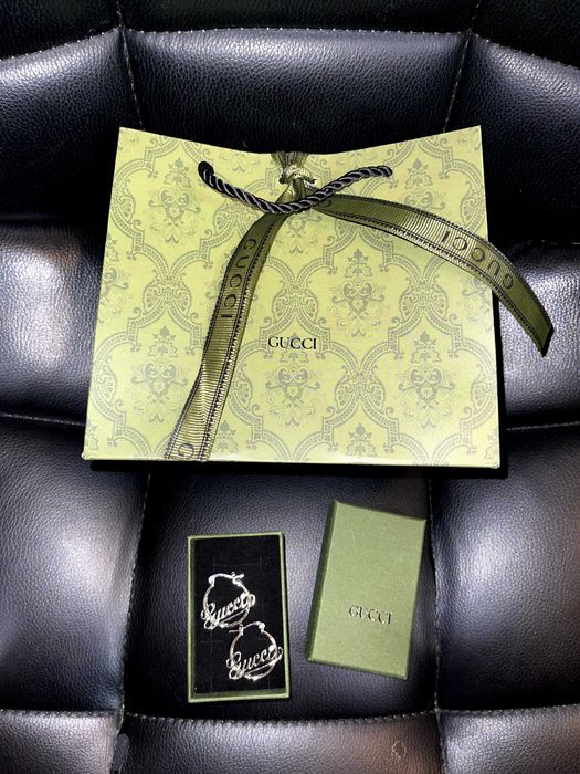 gucci обеци кръгли с чантичка и кутия гучи златни сребърни стомана