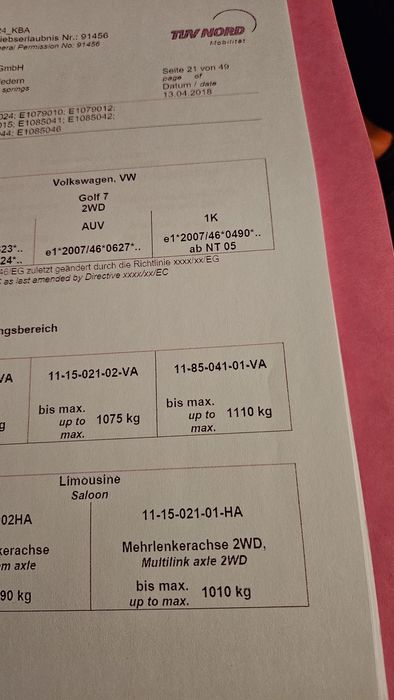 Eibach pro kit skoda octavia 3, vw golf 7, seat leon
