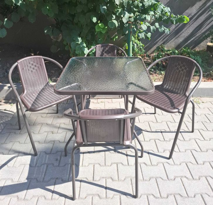 Set Mobilier Masa Patrata+4 Scaune Terasa/Gradina JGX-600M