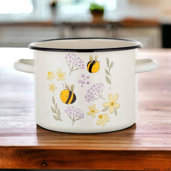 Oala Albina, din otel emailat sticlos,18cm-3.2l, Florina