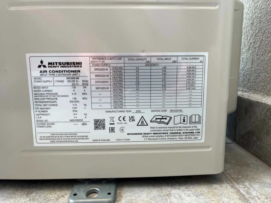 Климатик Мицубиши Premium SRC 35 ZS-W2 (ВЪНШНО ТЯЛО)