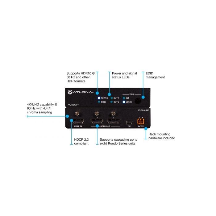 Fane Amanet: Amplificator de distribuție Atlona Rondo 4K HDR Nou