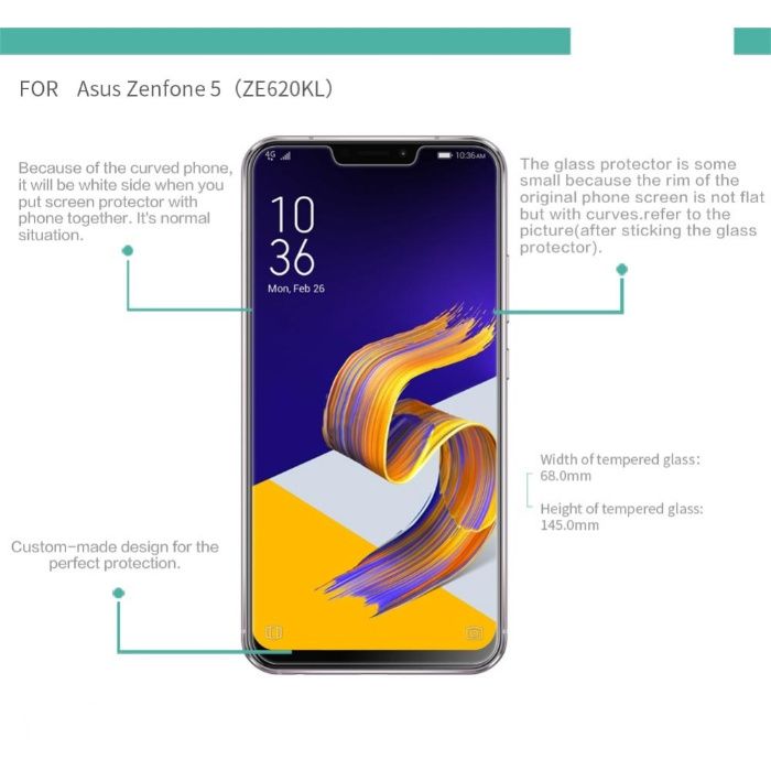 Folie Sticla pt Asus Zenfone 5 ZE620KL, Zenfone Max Plus M1 ZB570KL
