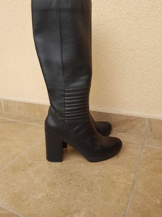 Черни дамски ботуши - естествена кожа