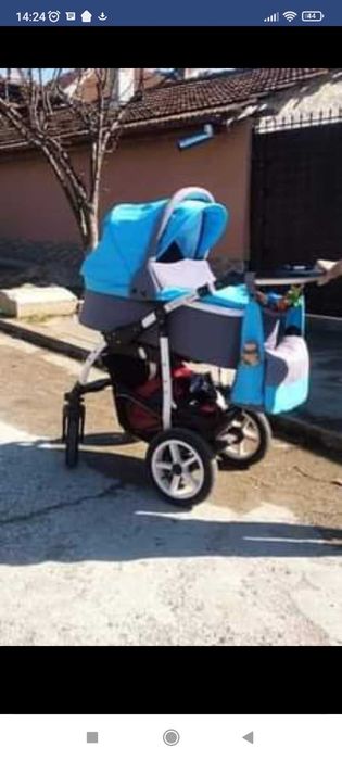 Количка синя 3в1