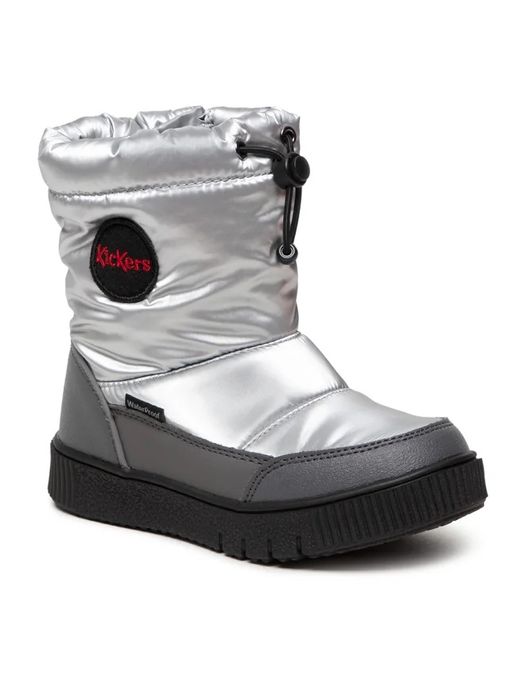 Детски непромокаеми ботуши Kickers kids с подплата, Сребристи 33 номер