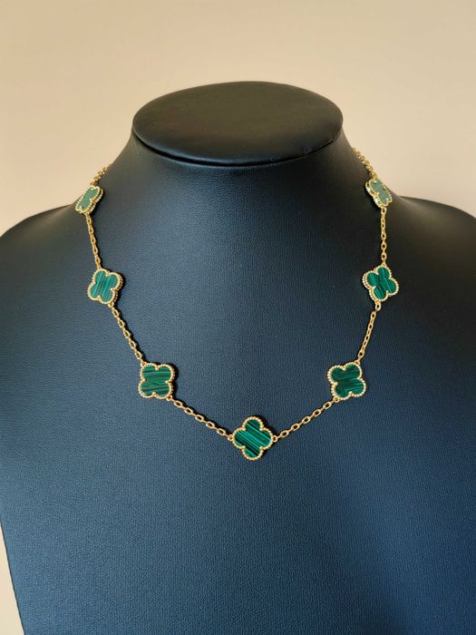 Дамско колие с 10 детелини от зелен малахит - Van Cleef & Arpels VCA