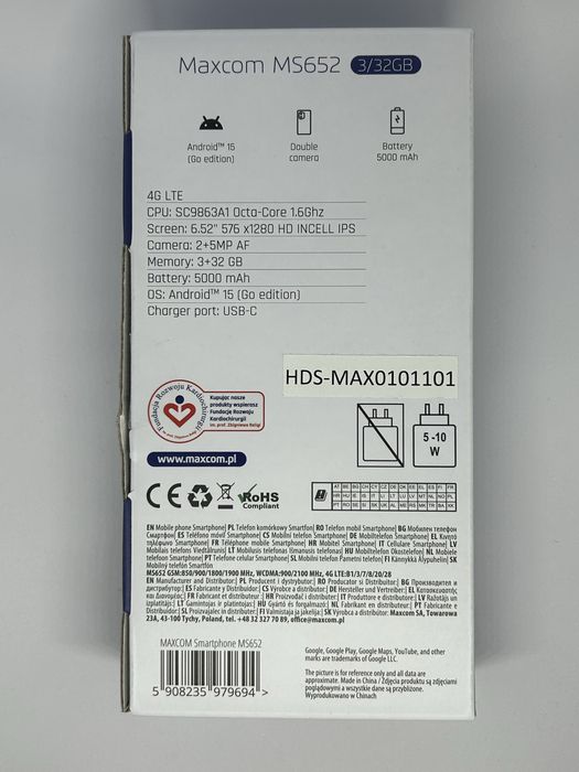 Smartphone Maxcom MS652 – 32GB, Android 15, Baterie 5000mAh (Nou/Sigilat