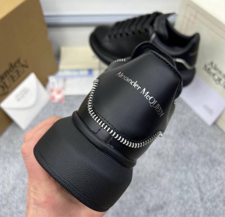 Adidasi Alexander McQueen zipper negri full custom piele
