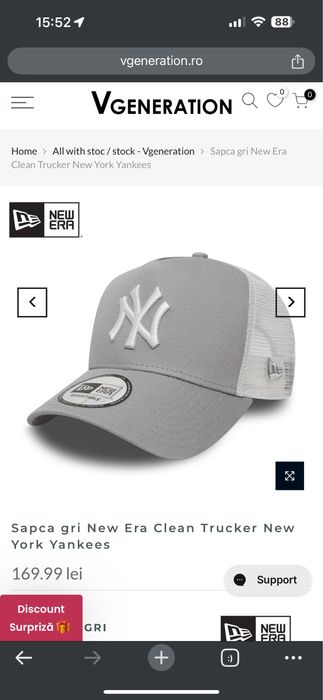 Sapca gri New Era Clean Trucker New York Yankees