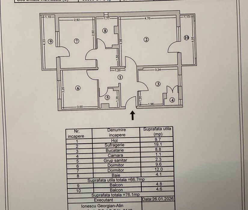 Apartament 3 camere decomandat