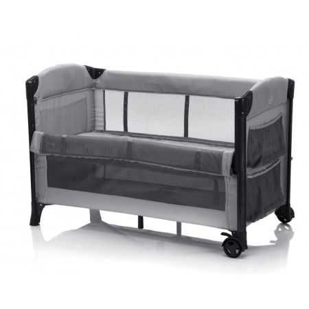 pat bebe  pliabil cu laterala culisabila, 60x120 cm, Gri, Fillikid