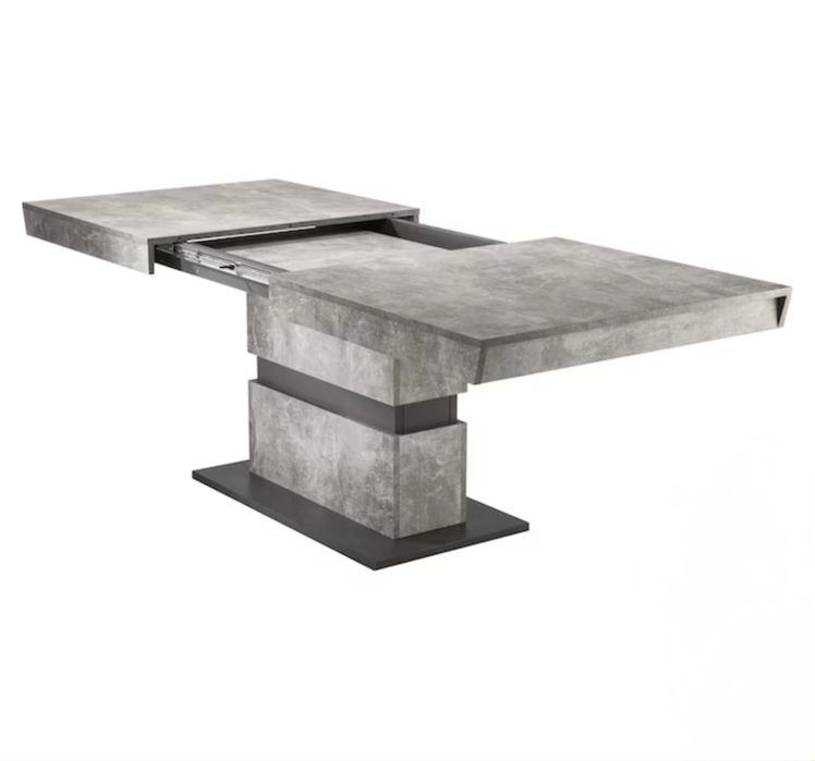 Masă + scaune bucătărie/living gri beton - extensibilă