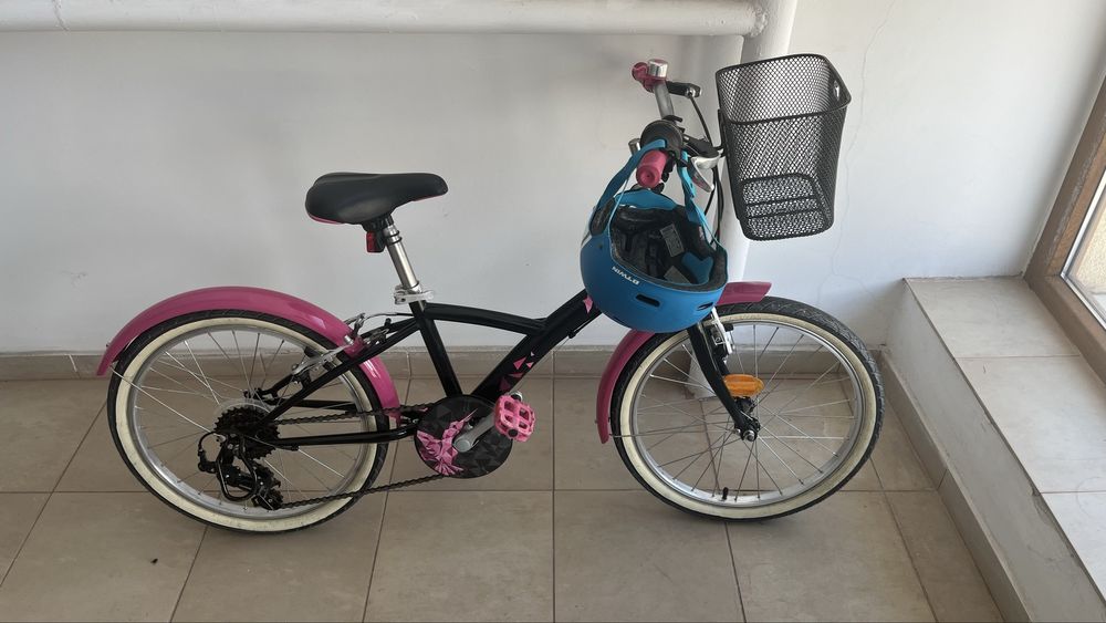 Bicicleta copii 20 inch B’Twin 500, 6 viteze Shimano + casca