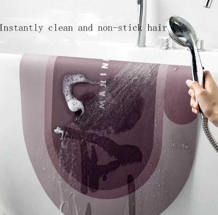 Силно абсорбиращ килим за баня против хлъзгане - Цвят - сив,розов