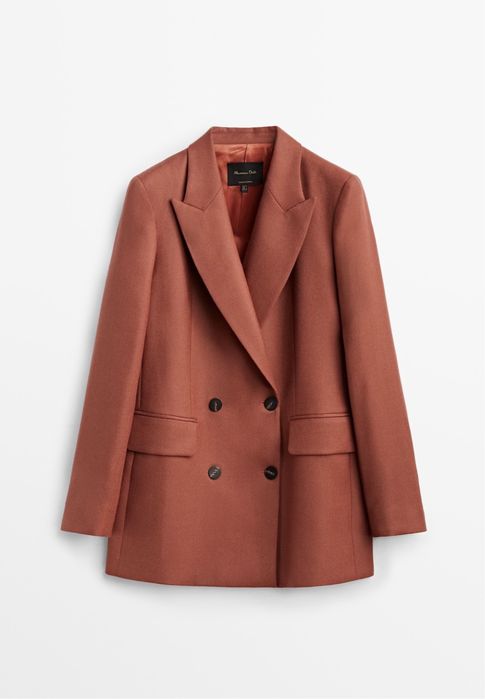 Blazer Massimo Dutti din stofa, caramiziu