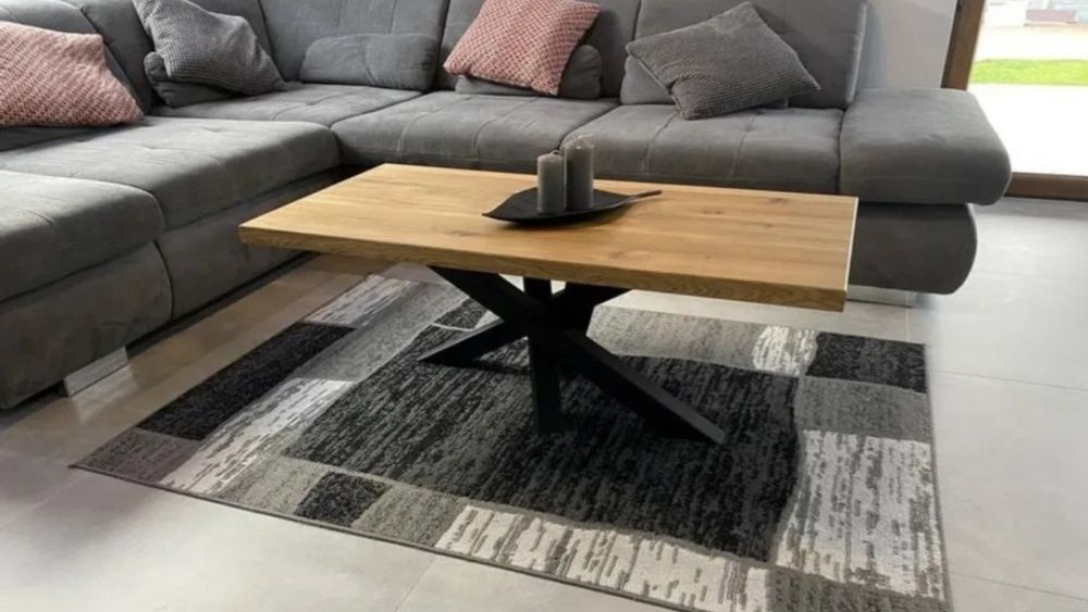 Холна маса от масив и метал (орех и дъб )