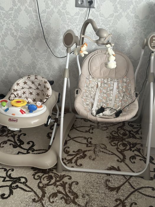 Шезлонг электронный и ходунки новые