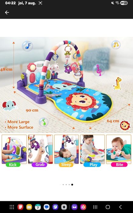 Saltea de activitati XXL pentru bebelusi, 0+