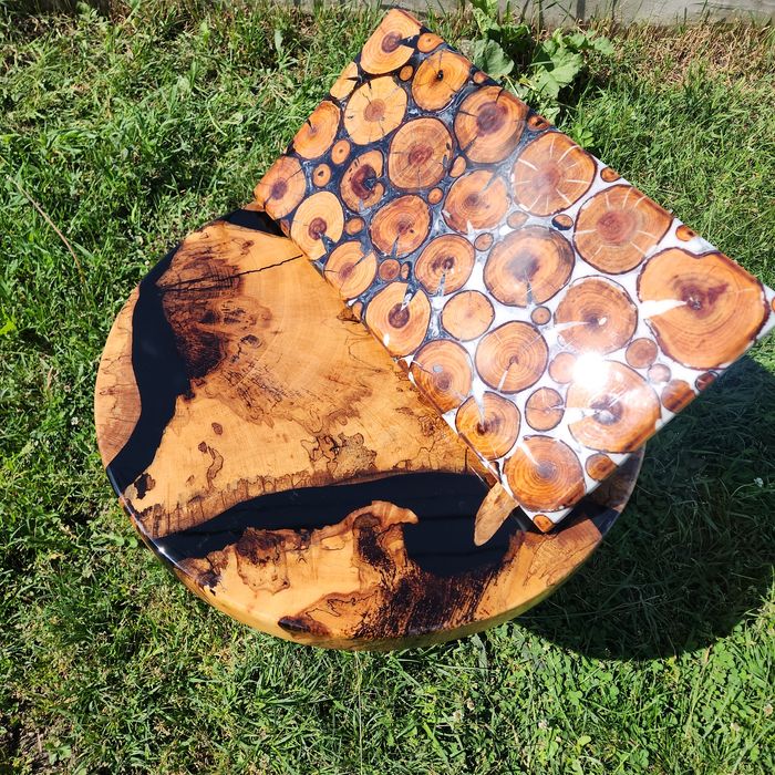 Platou rasina epoxidica 55 cm / 28 cm inglobat complet in rasina !
