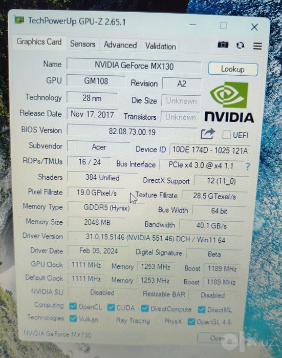 Acer.Core i7/Nvidia mx130/8gb ozu/500gb hdd/15.6"Экран/