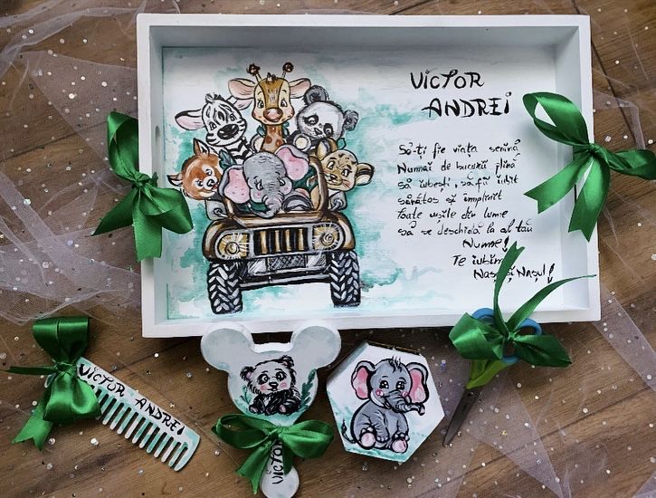 Set tavita pentru mot pictata manual