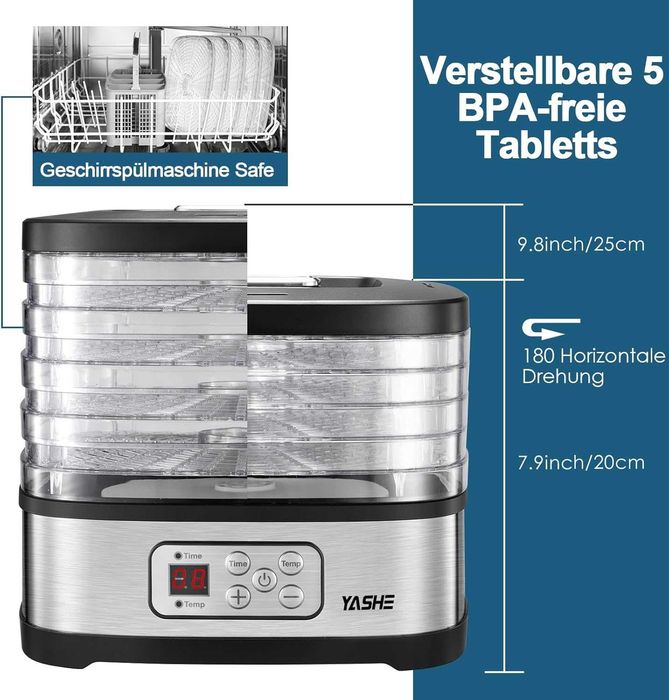 Дехидратор за зеленчуци/плодове Yashe GGJ-261A на 5 нива 240W 35-70°C