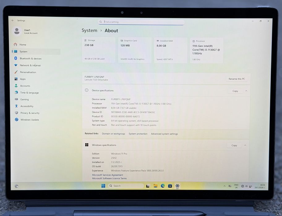 Лаптоп Dell Latitude 7320 Detachable / i5 11Gen / Touchscreen / Tablet 2in1