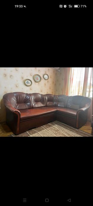 Ъглов диван с два фотьойла  и табуретка