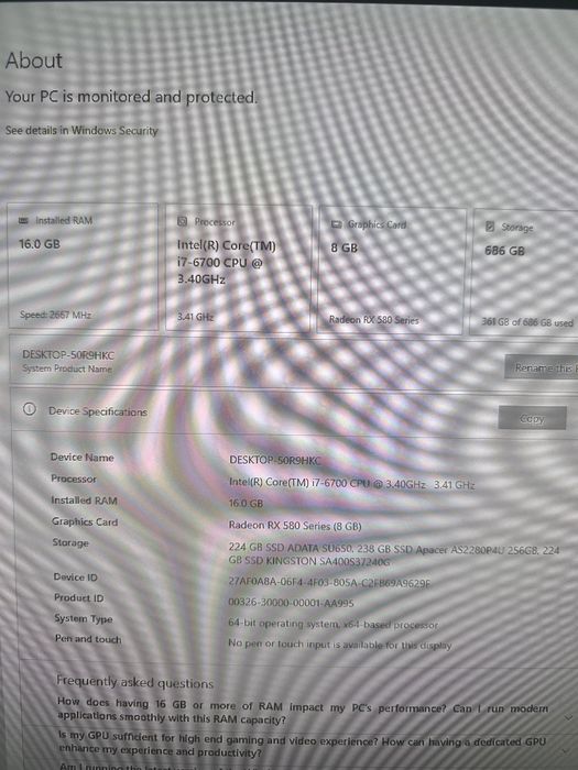 Asus-Дънна платка,Процесор и7-6700+Рам,16гб.