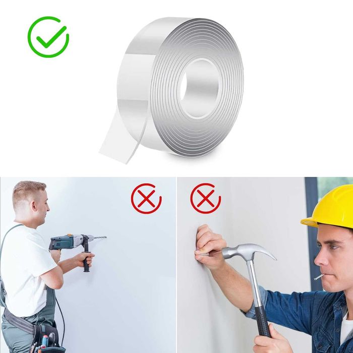 Banda dublu adeziva transparenta extra puternica rezistenta 30mm x 1m