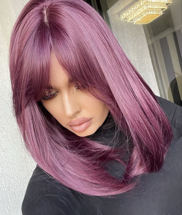 Peruca bob scurta burgundy mov