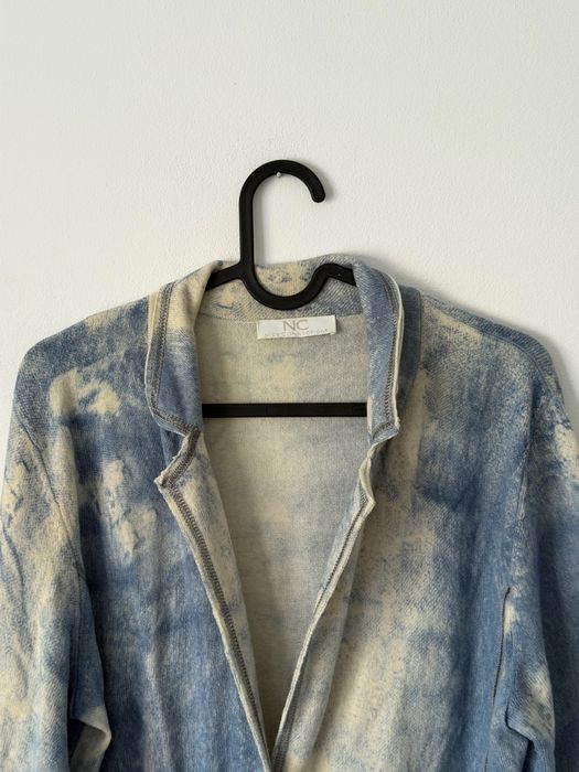 Blazer cardigan damă cașmir si Lana mărimea 42 albastru alb moale