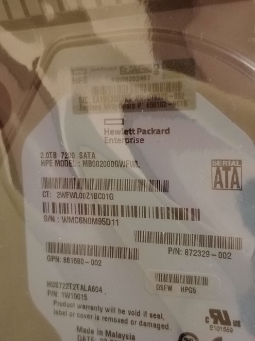 Hdd server NOU  HP Enterprise 2TB 7200rpm  3.5 "
