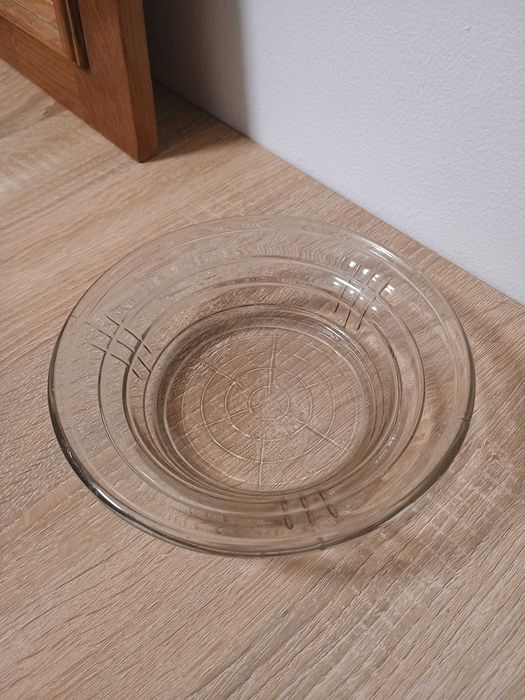 Bol farfurie de servire sticla presata vintage