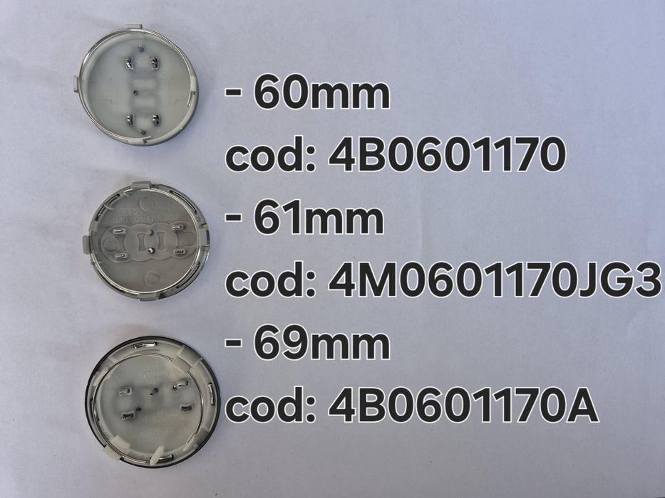 Capace centrale jante aliaj  audi de 60mm, 61mm, 69mm