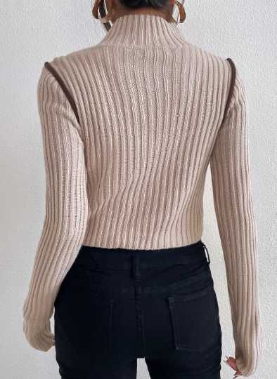 Есенно-зимен топ, Секси пуловер, Ефектна къса блуза, Къс пуловер