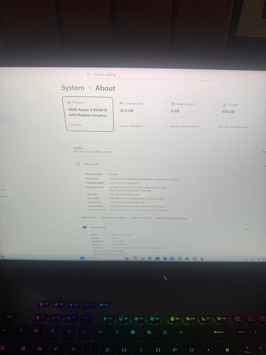 ASUS ROG Strix G18 | Ryzen 9 8940HX | RTX 5060 (8GB) | 32GB DDR5 | 1TB SSD