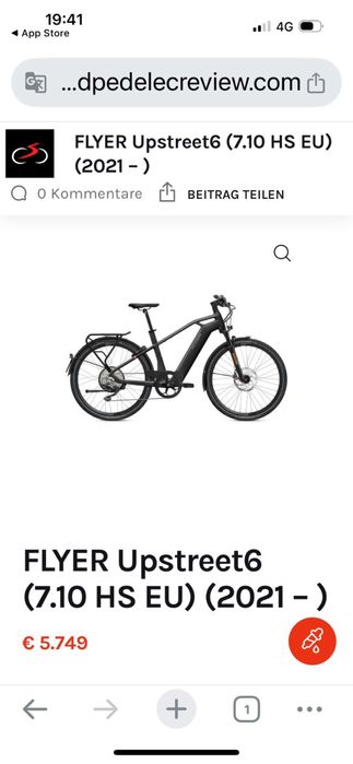 Електрическо колело Upstreet6 7.10 HS (2021) | FLYER E-Bikes. 45 кч